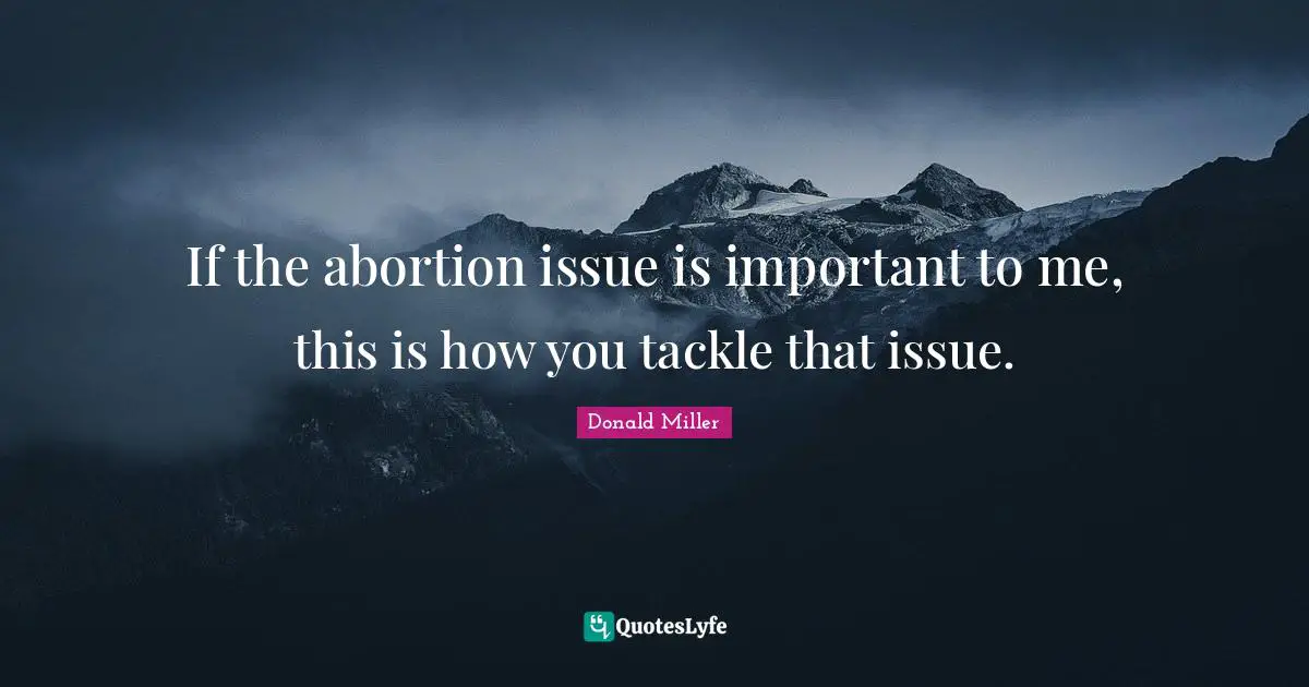 If the abortion issue is important to me, this is how you tackle that issue.