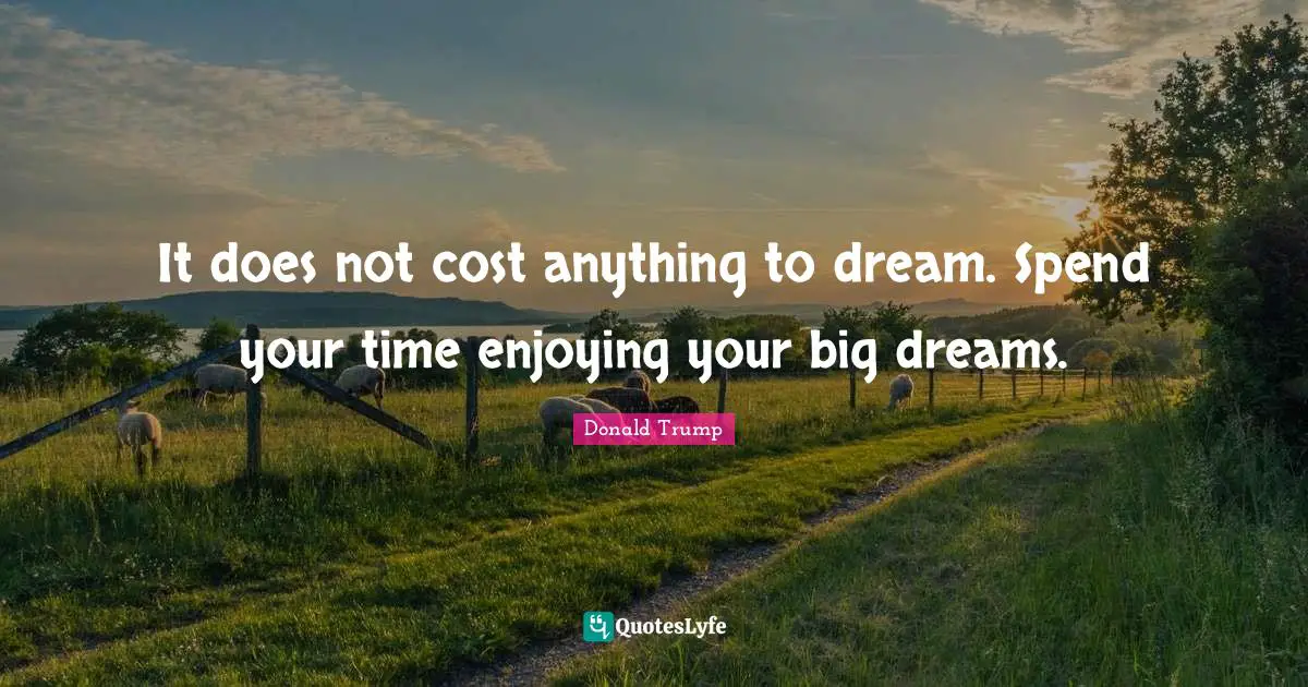 It does not cost anything to dream. Spend your time enjoying your big dreams.