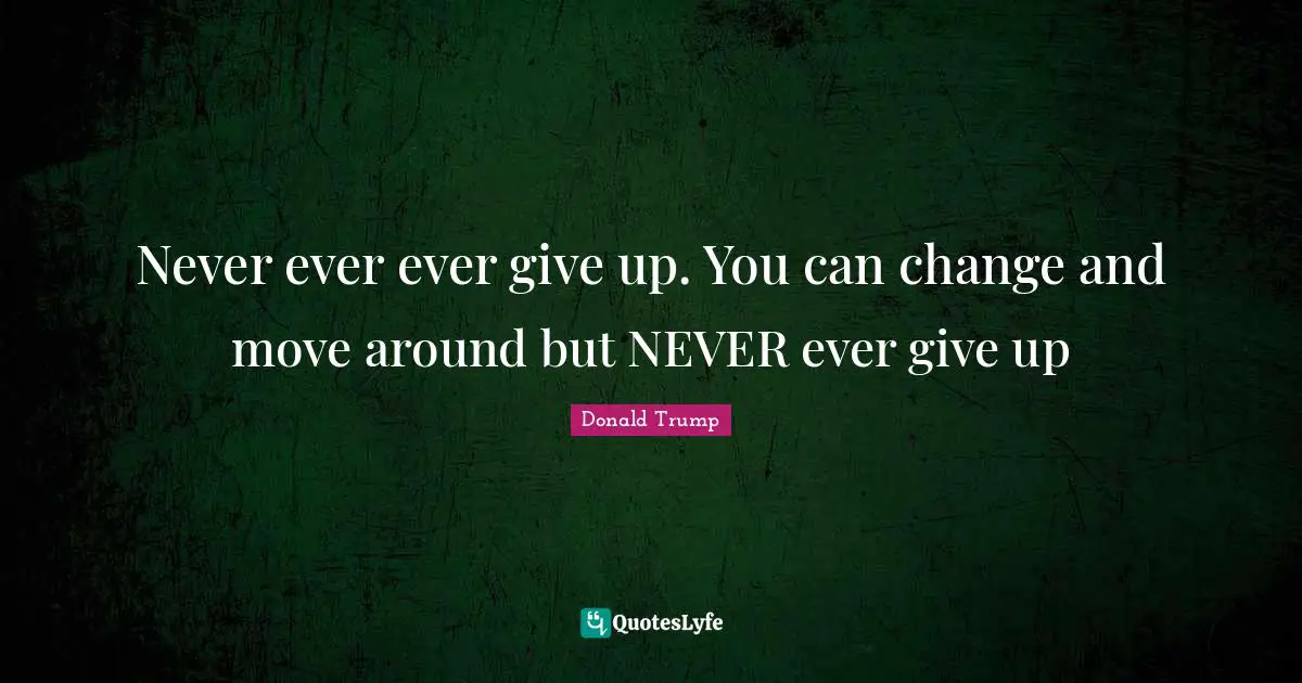 Ever Quotes: "Never ever ever give up. You can change and move around but NEVER ever give up"