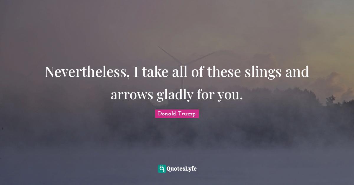 Nevertheless, I take all of these slings and arrows gladly for you