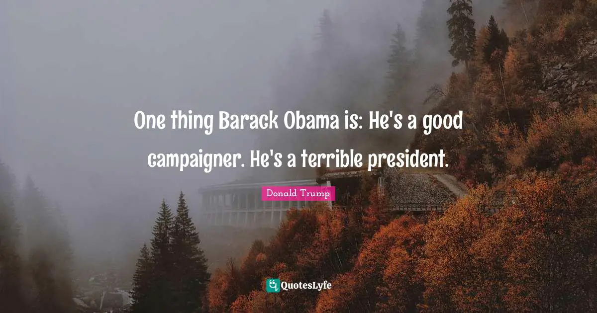 One thing Barack Obama is: He's a good campaigner. He's a terrible president.