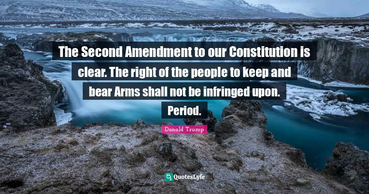The Second Amendment to our Constitution is clear. The right of the people to keep and bear Arms shall not be infringed upon. Period.