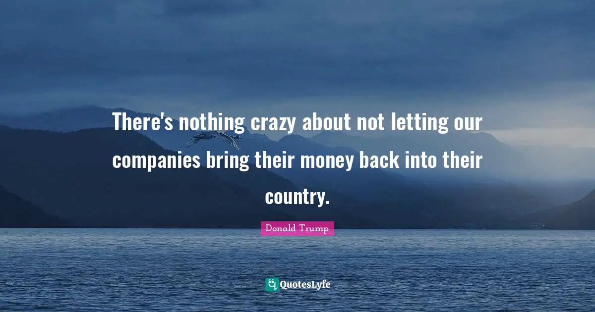 There's nothing crazy about not letting our companies bring their money back into their country.