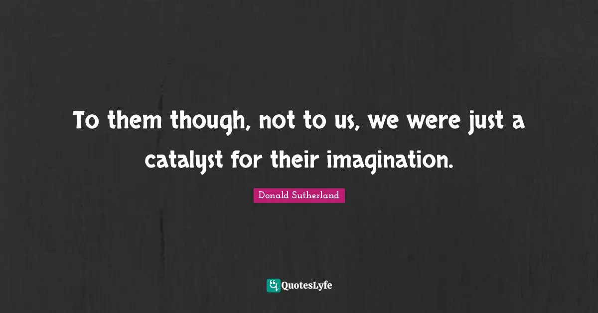 Donald Sutherland Quotes: "To them though, not to us, we were just a catalyst for their imagination."