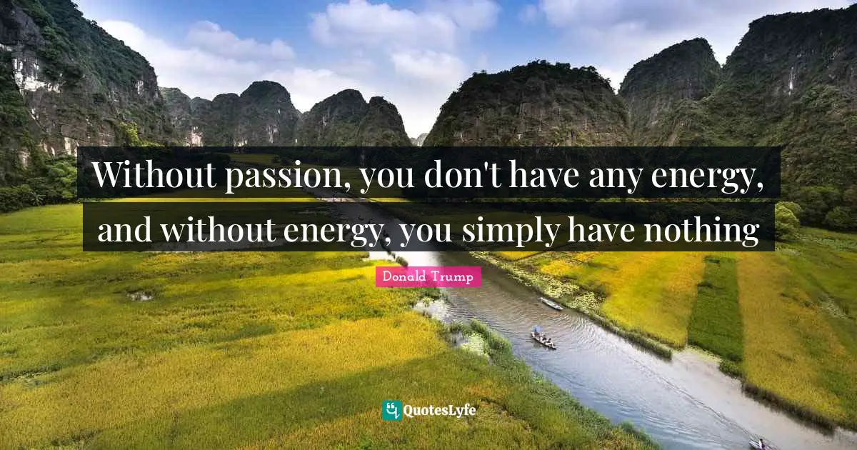Donald Trump Quotes: Without passion, you don't have any energy, and without energy, you simply have nothing