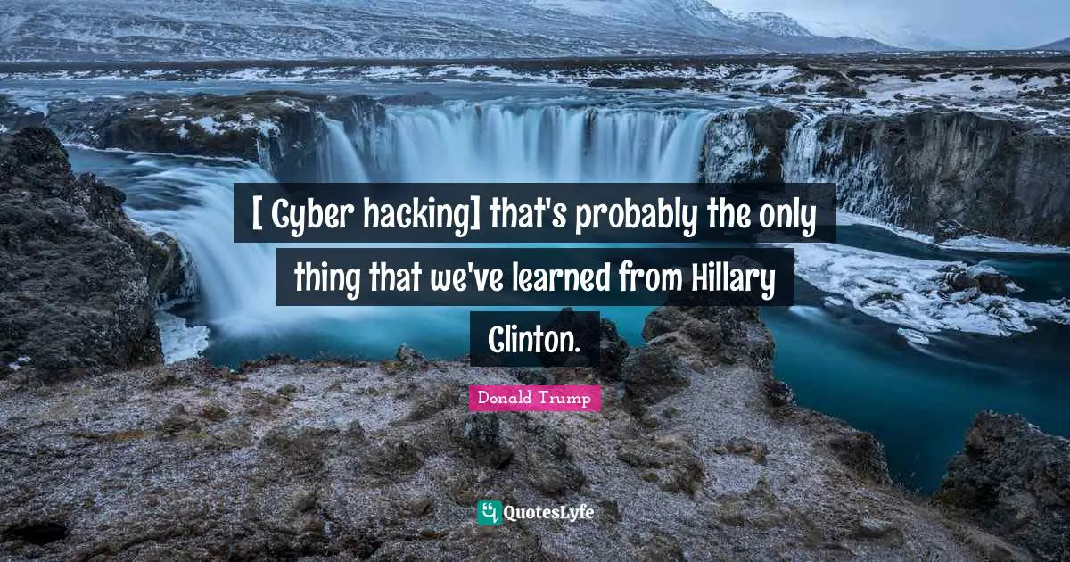 [ Cyber hacking] that's probably the only thing that we've learned from Hillary Clinton.