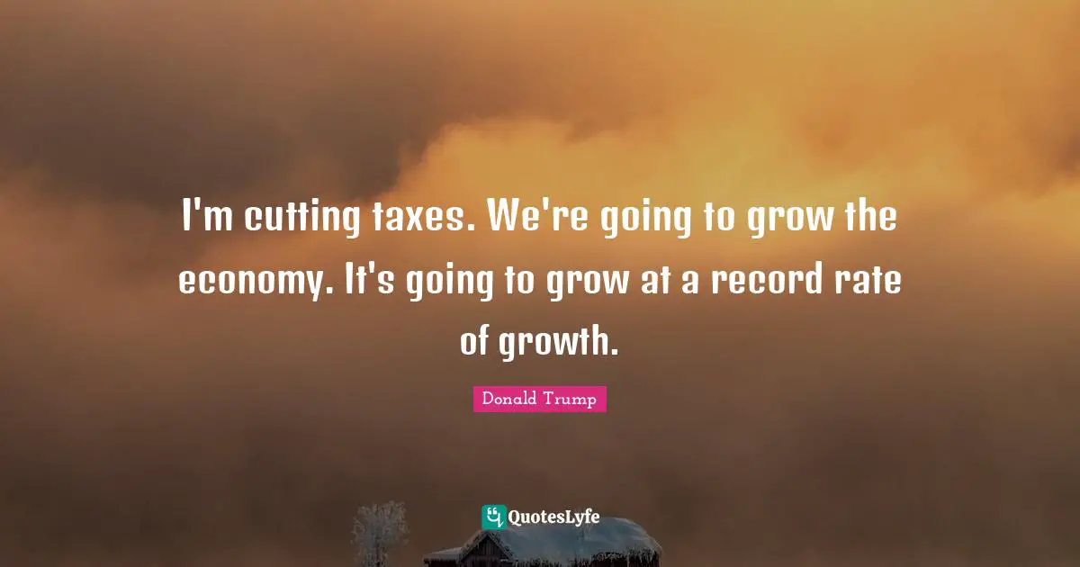 I'm cutting taxes. We're going to grow the economy. It's going to grow at a record rate of growth.