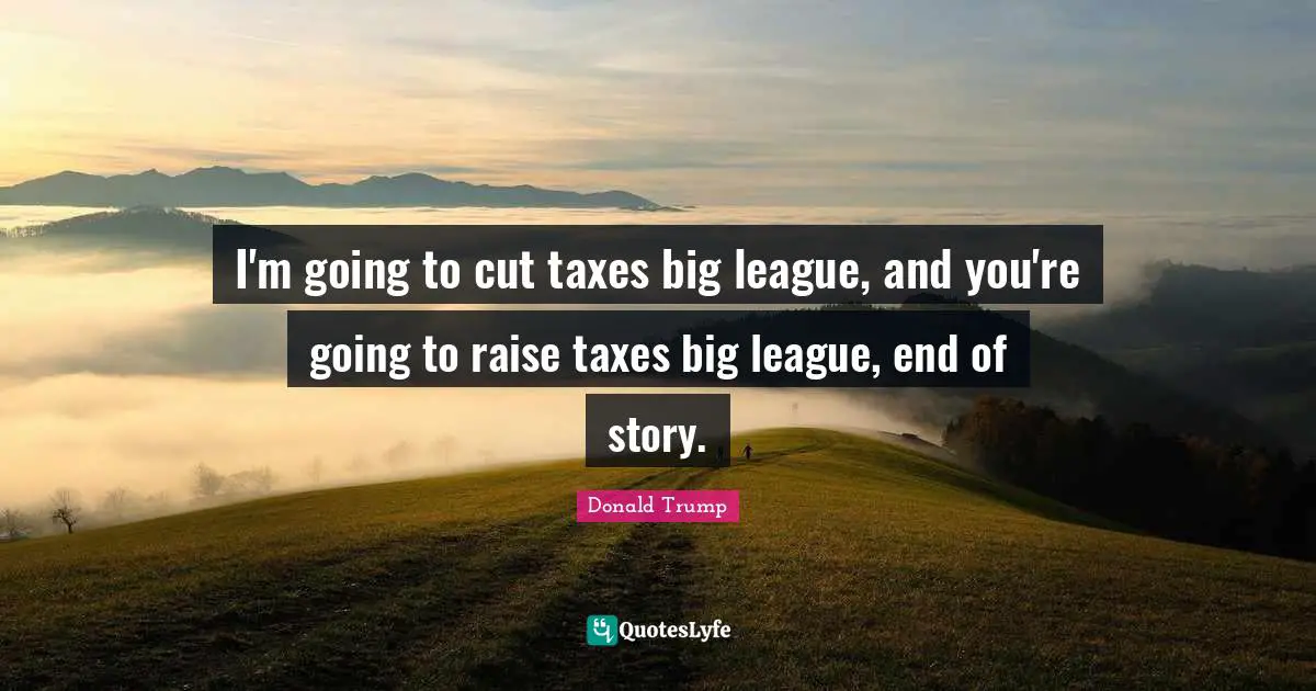 I'm going to cut taxes big league, and you're going to raise taxes big league, end of story.