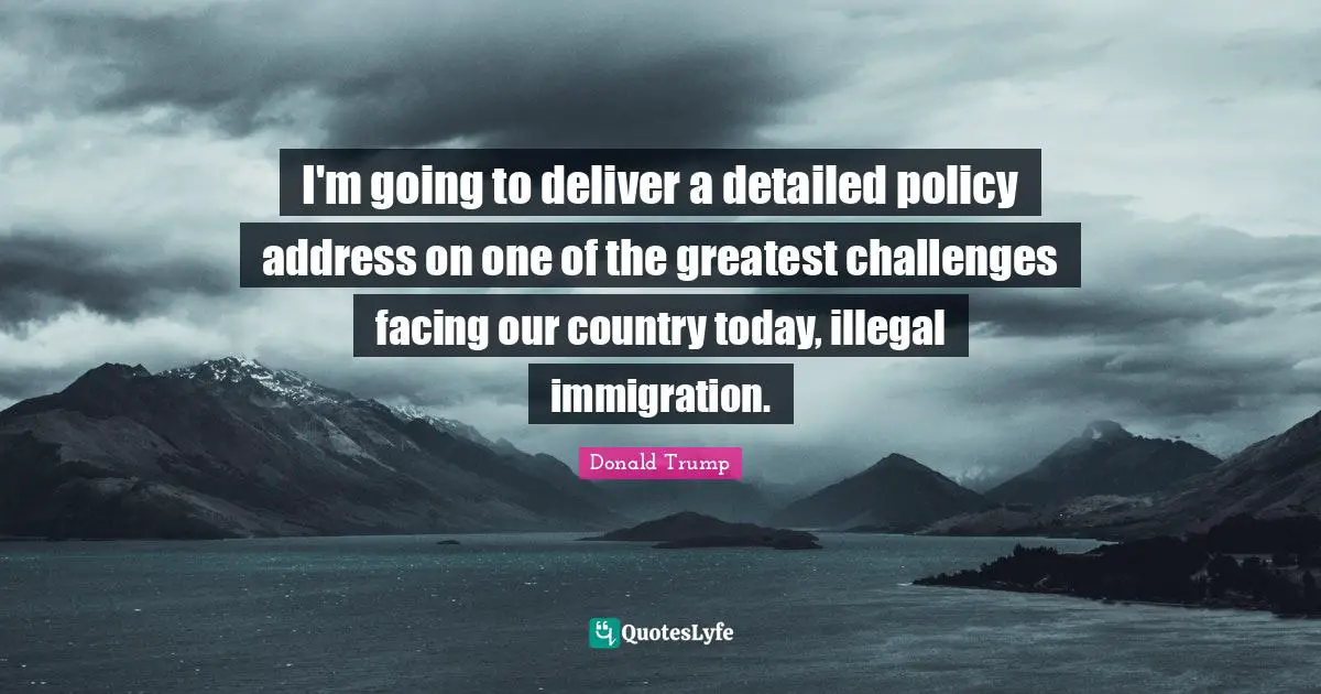 I'm going to deliver a detailed policy address on one of the greatest challenges facing our country today, illegal immigration.