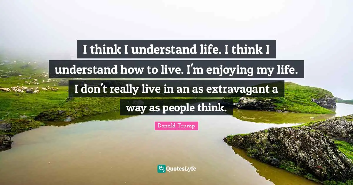 Enjoying My Life Quotes: "I think I understand life. I think I understand how to live. I'm enjoying my life. I don't really live in an as extravagant a way as people think."