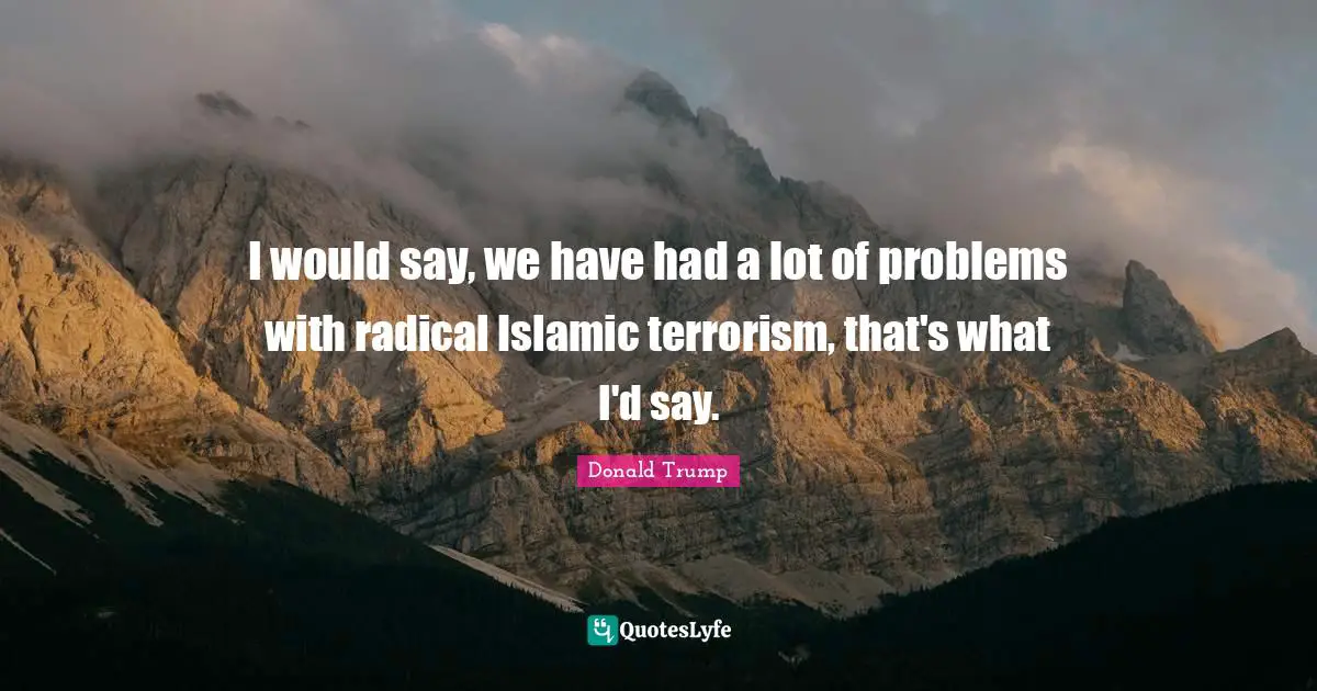 I would say, we have had a lot of problems with radical Islamic terrorism, that's what I'd say.
