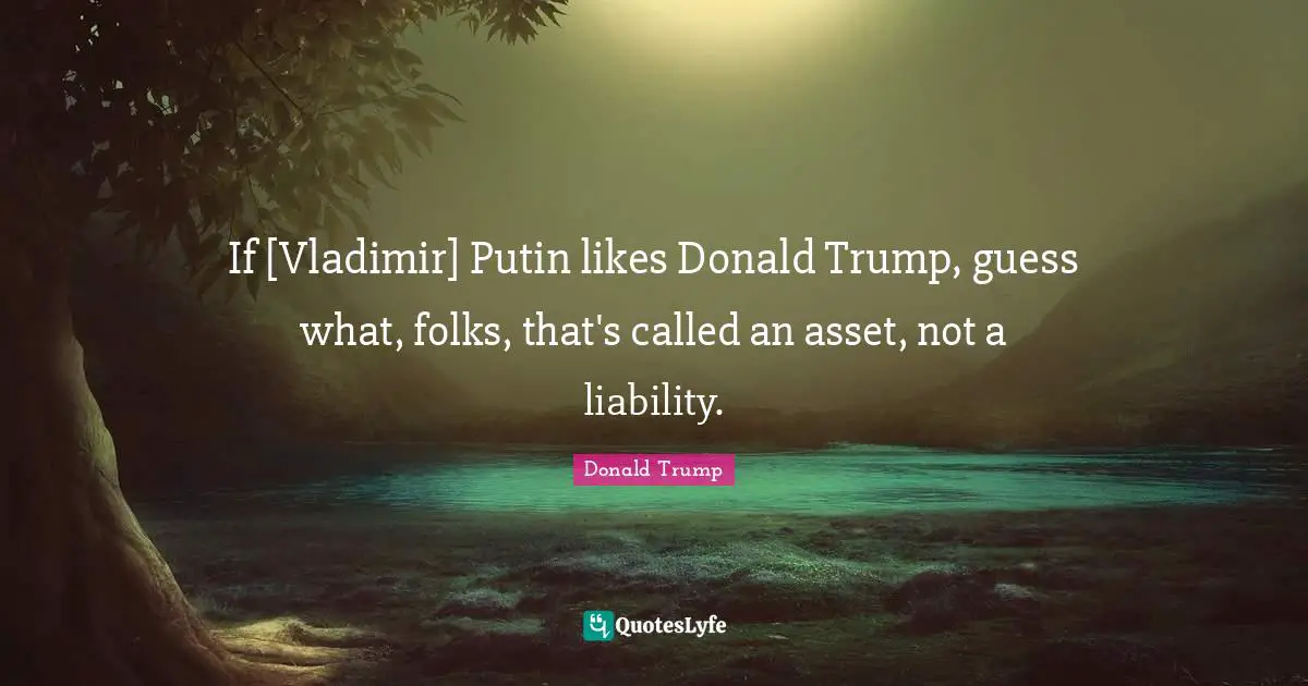If [Vladimir] Putin likes Donald Trump, guess what, folks, that's called an asset, not a liability.