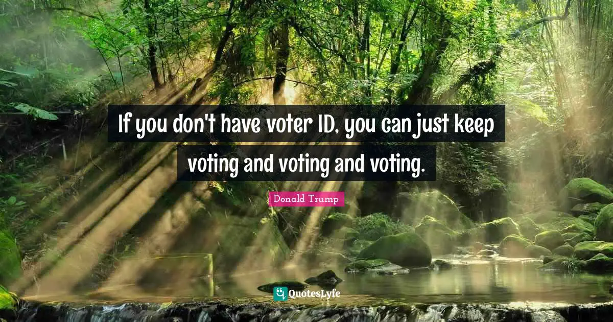 If you don't have voter ID, you can just keep voting and voting and voting.