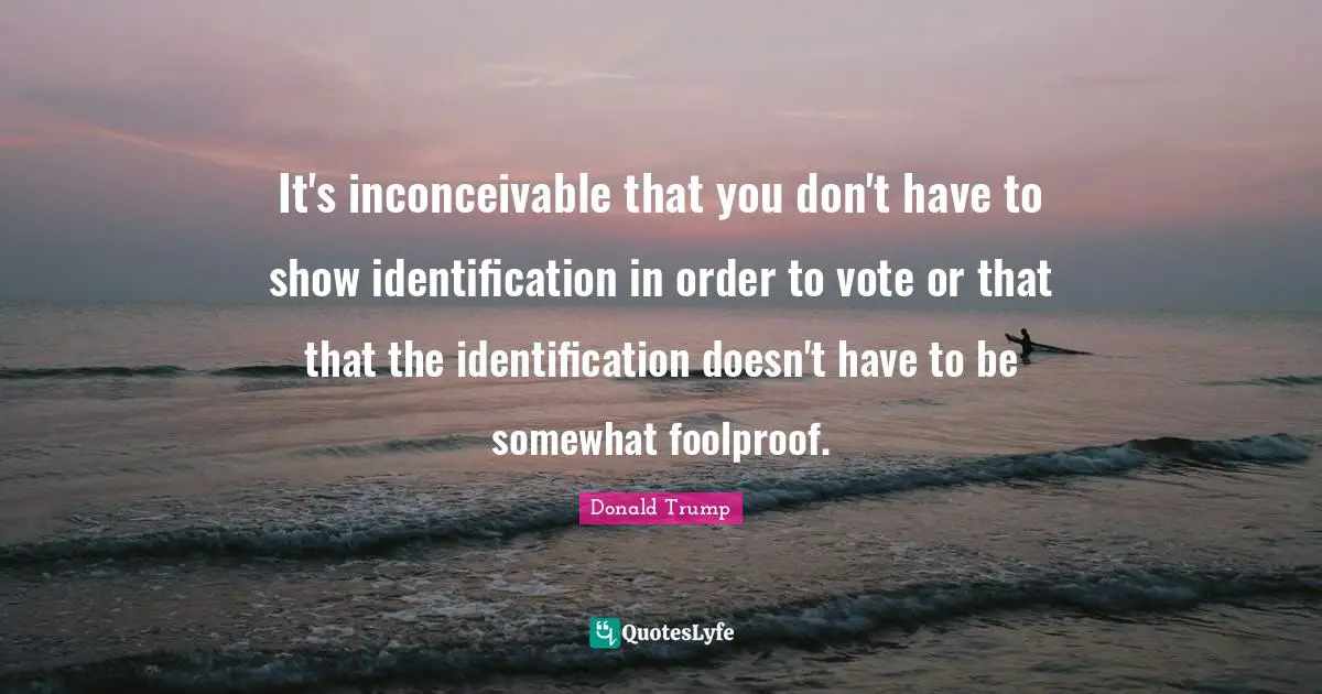 It's inconceivable that you don't have to show identification in order to vote or that that the identification doesn't have to be somewhat foolproof.