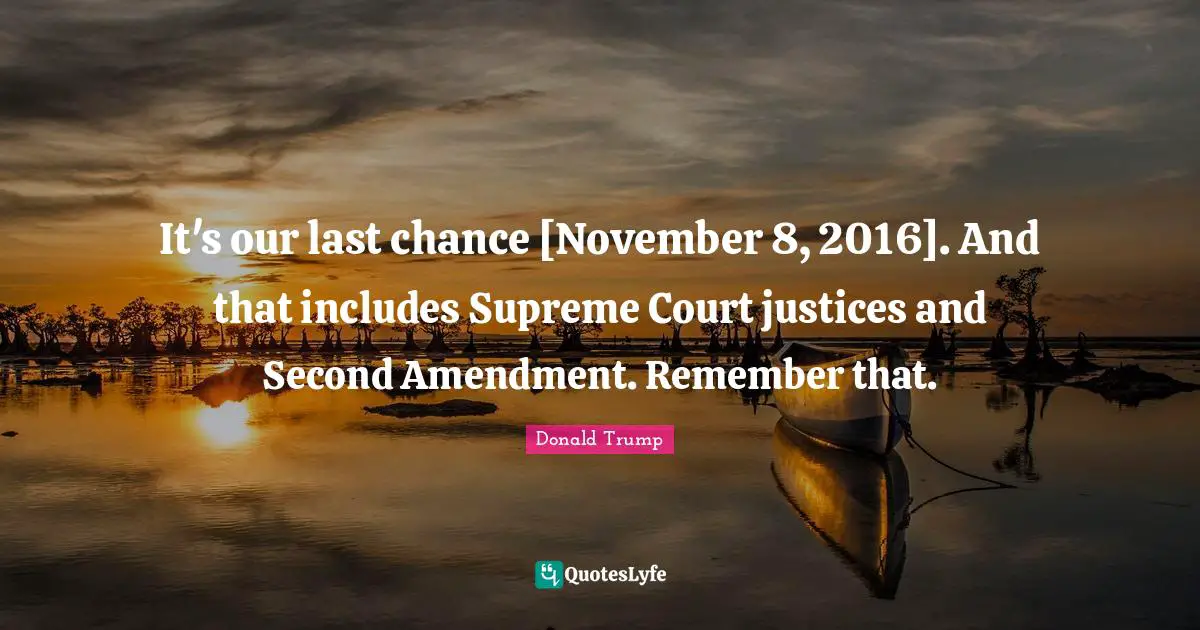 It's our last chance [November 8, 2016]. And that includes Supreme Court justices and Second Amendment. Remember that.
