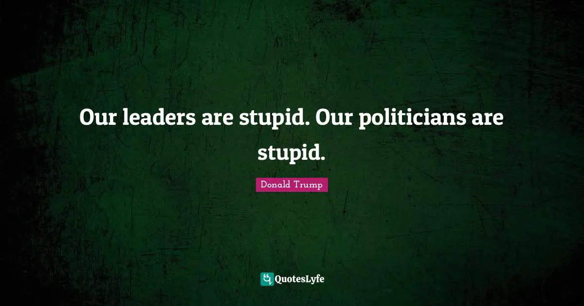 Our leaders are stupid. Our politicians are stupid.