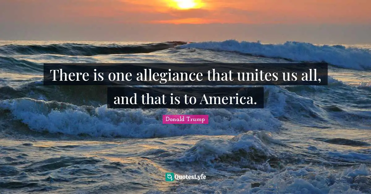 There is one allegiance that unites us all, and that is to America.