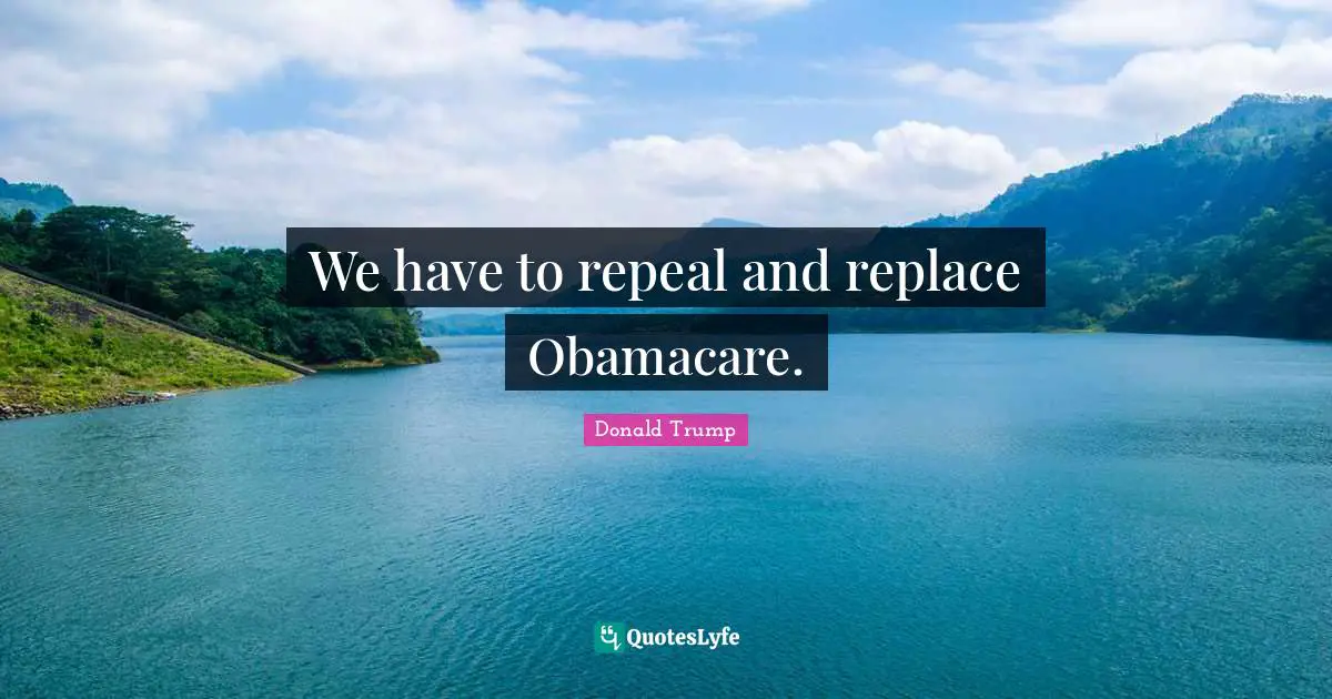 We have to repeal and replace Obamacare.