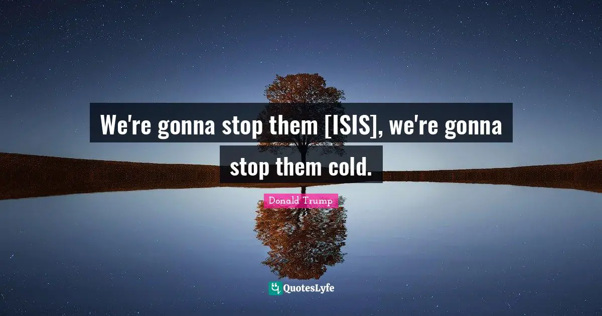 We're gonna stop them [ISIS], we're gonna stop them cold.