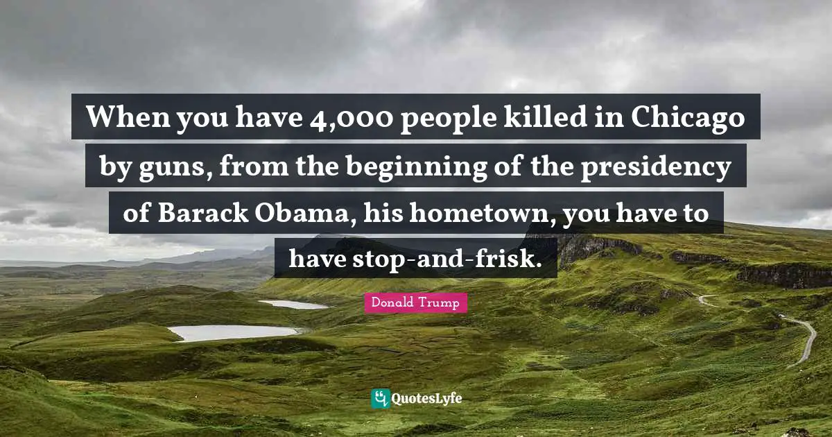 When you have 4,000 people killed in Chicago by guns, from the beginning of the presidency of Barack Obama, his hometown, you have to have stop-and-frisk.