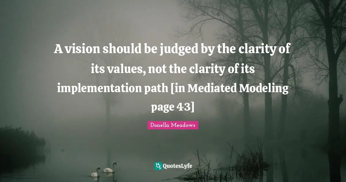 Implementation Quotes: "A vision should be judged by the clarity of its values, not the clarity of its implementation path [in Mediated Modeling page 43]"