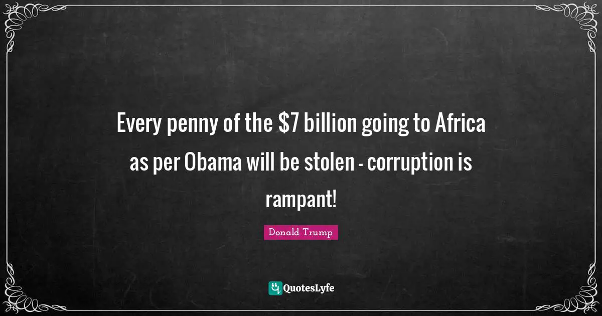Every penny of the $7 billion going to Africa as per Obama will be stolen - corruption is rampant!