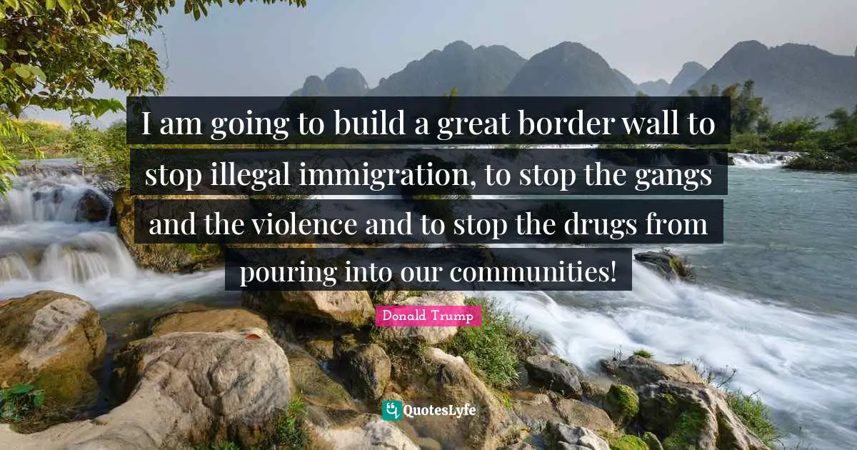 I am going to build a great border wall to stop illegal immigration, to stop the gangs and the violence and to stop the drugs from pouring into our communities!