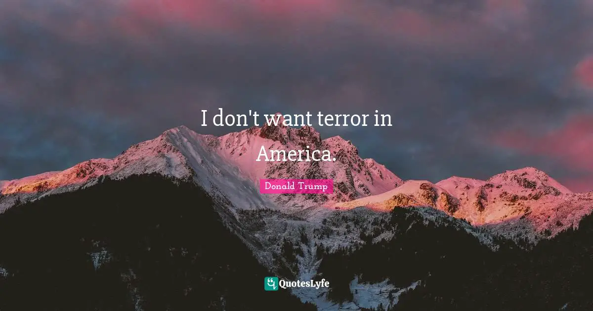 I don't want terror in America.