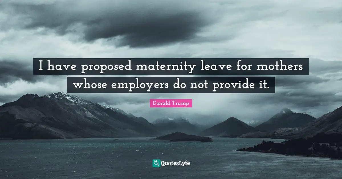 I have proposed maternity leave for mothers whose employers do not provide it.