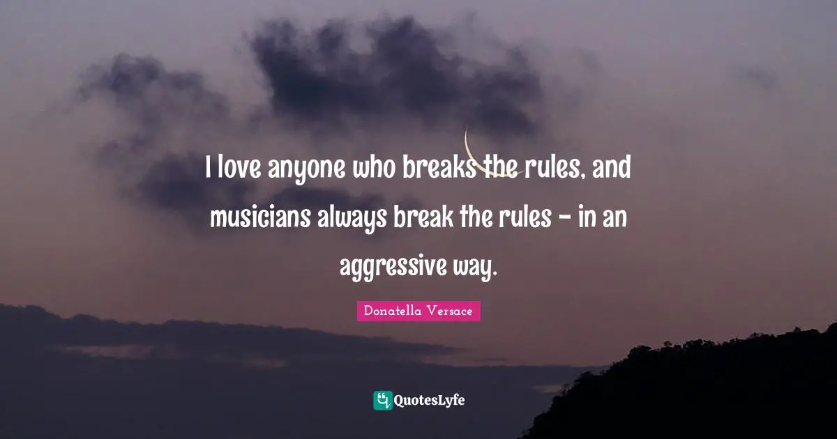 I love anyone who breaks the rules, and musicians always break the rules - in an aggressive way.