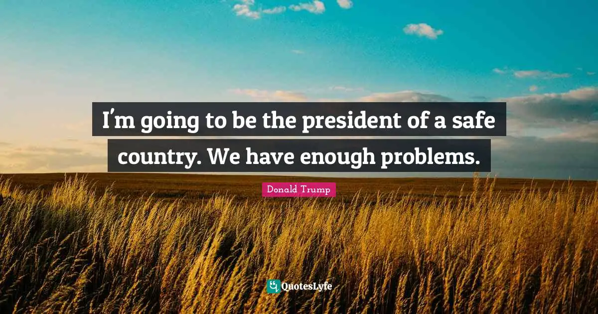 I'm going to be the president of a safe country. We have enough problems.