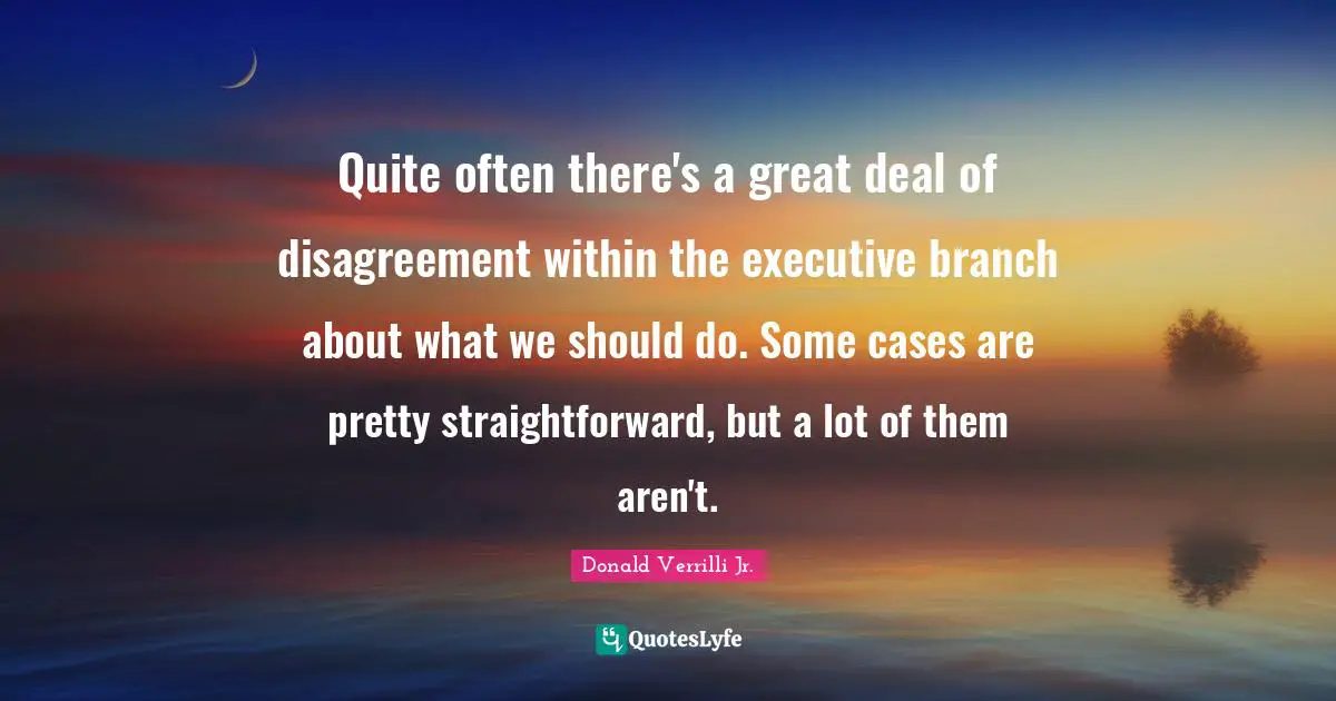 Quite often there's a great deal of disagreement within the executive branch about what we should do. Some cases are pretty straightforward, but a lot of them aren't.