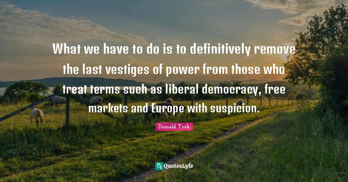 What we have to do is to definitively remove the last vestiges of power from those who treat terms such as liberal democracy, free markets and Europe with suspicion.