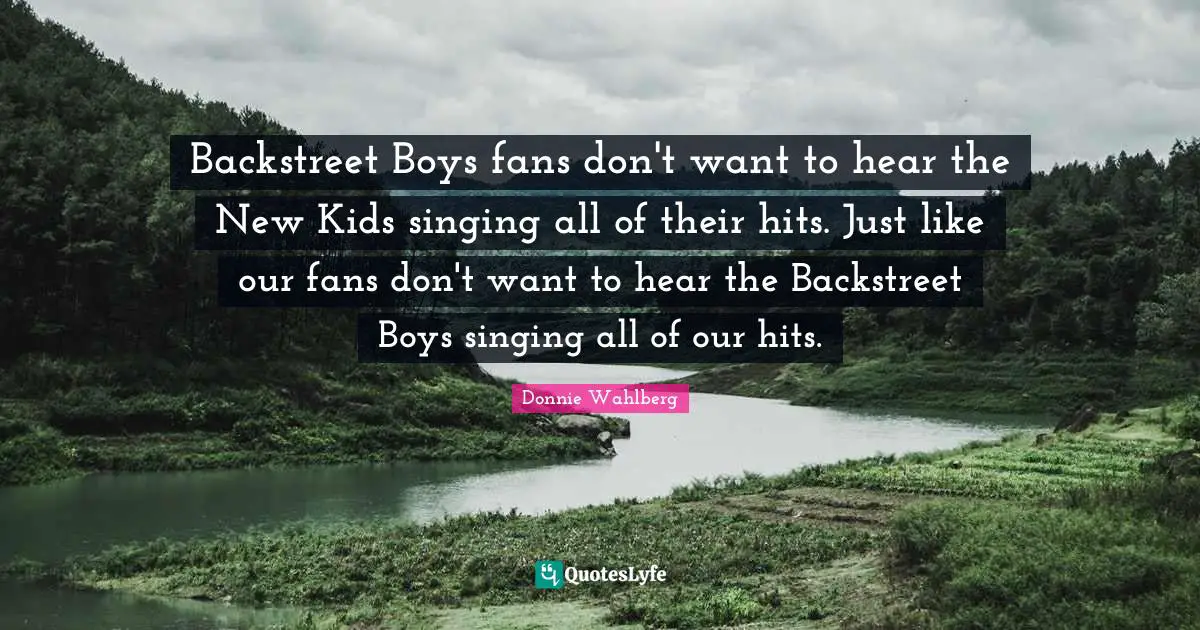 Backstreet Boys fans don't want to hear the New Kids singing all of their hits. Just like our fans don't want to hear the Backstreet Boys singing all of our hits.