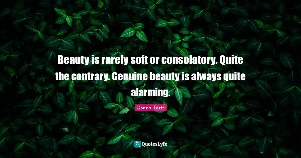 Beauty is rarely soft or consolatory. Quite the contrary. Genuine beauty is always quite alarming.