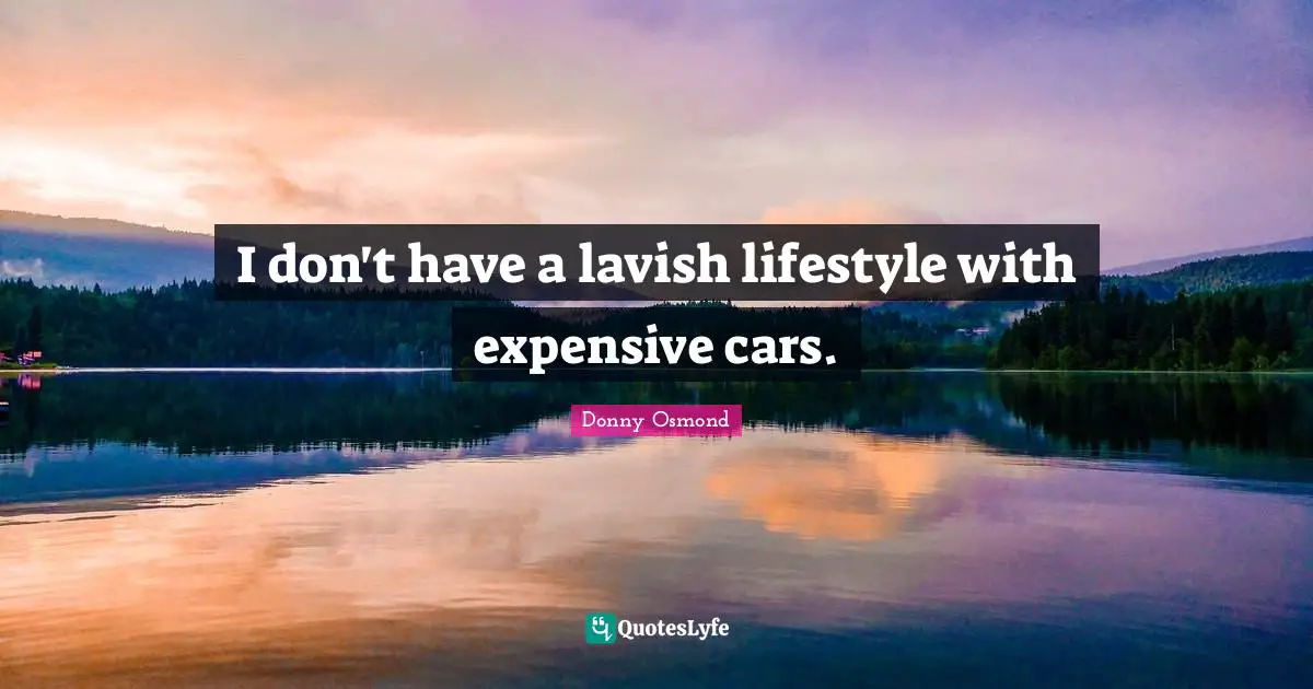 I don't have a lavish lifestyle with expensive cars.