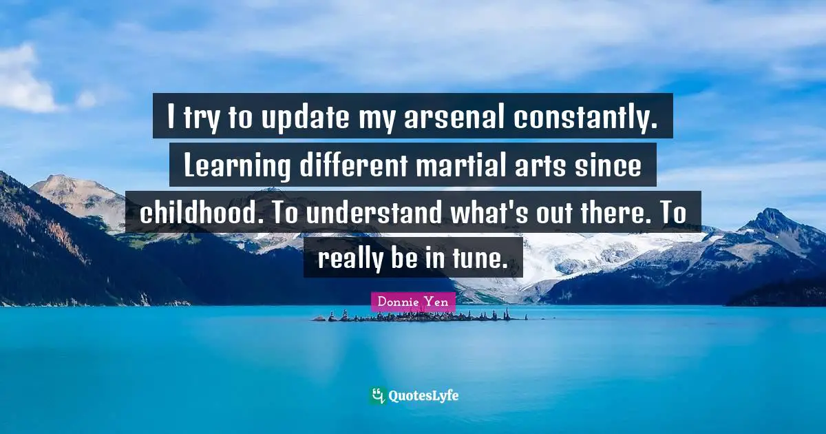 I try to update my arsenal constantly. Learning different martial arts since childhood. To understand what's out there. To really be in tune.