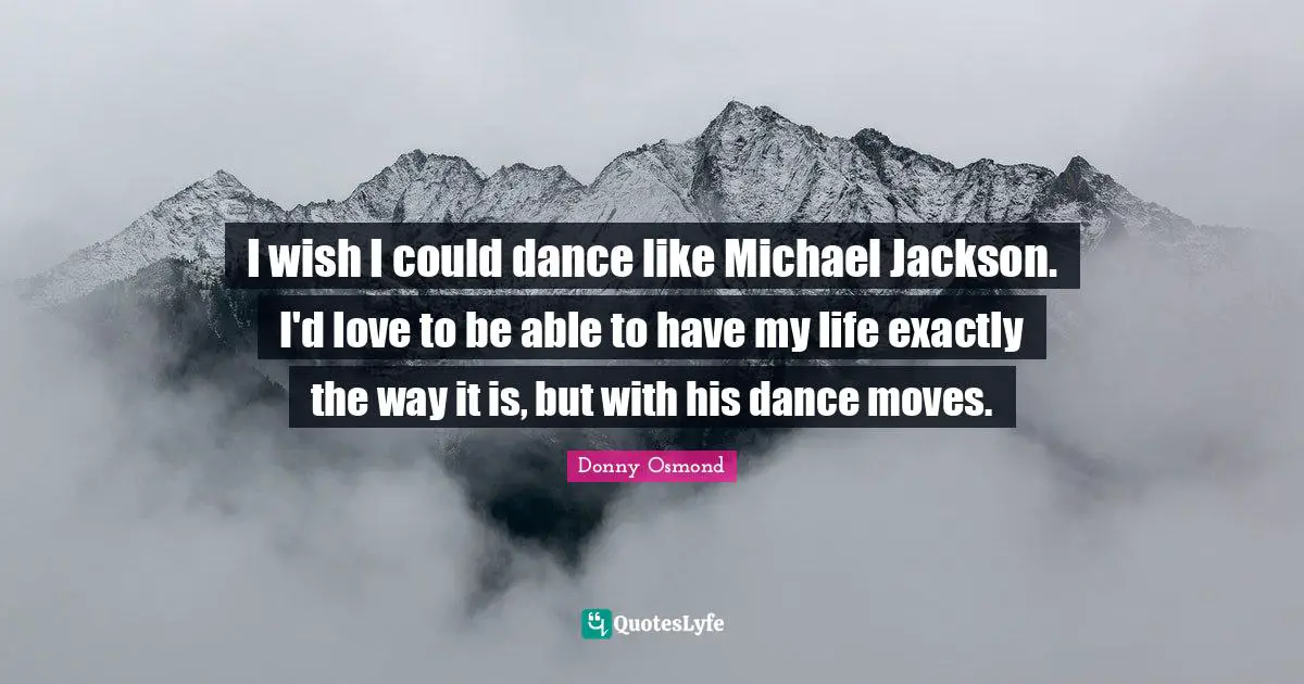 I wish I could dance like Michael Jackson. I'd love to be able to have my life exactly the way it is, but with his dance moves.