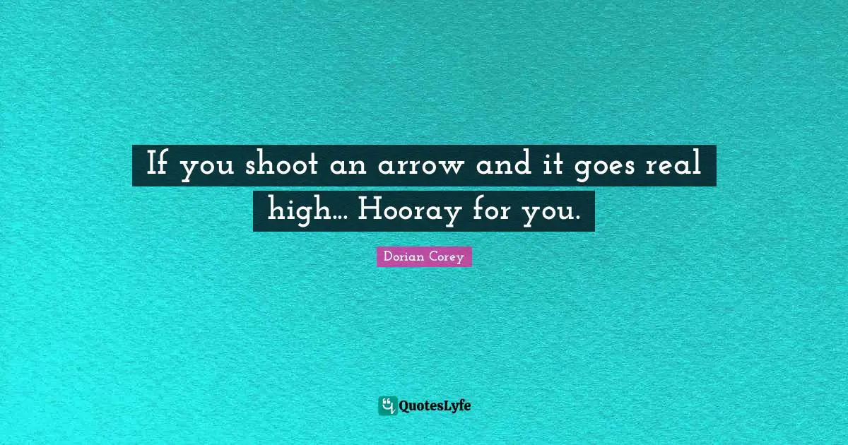 If you shoot an arrow and it goes real high... Hooray for you.