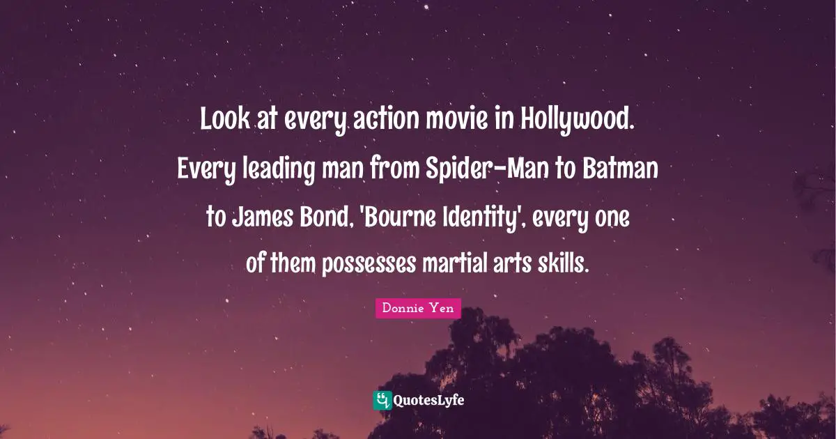 Look at every action movie in Hollywood. Every leading man from Spider-Man to Batman to James Bond, 'Bourne Identity', every one of them possesses martial arts skills.