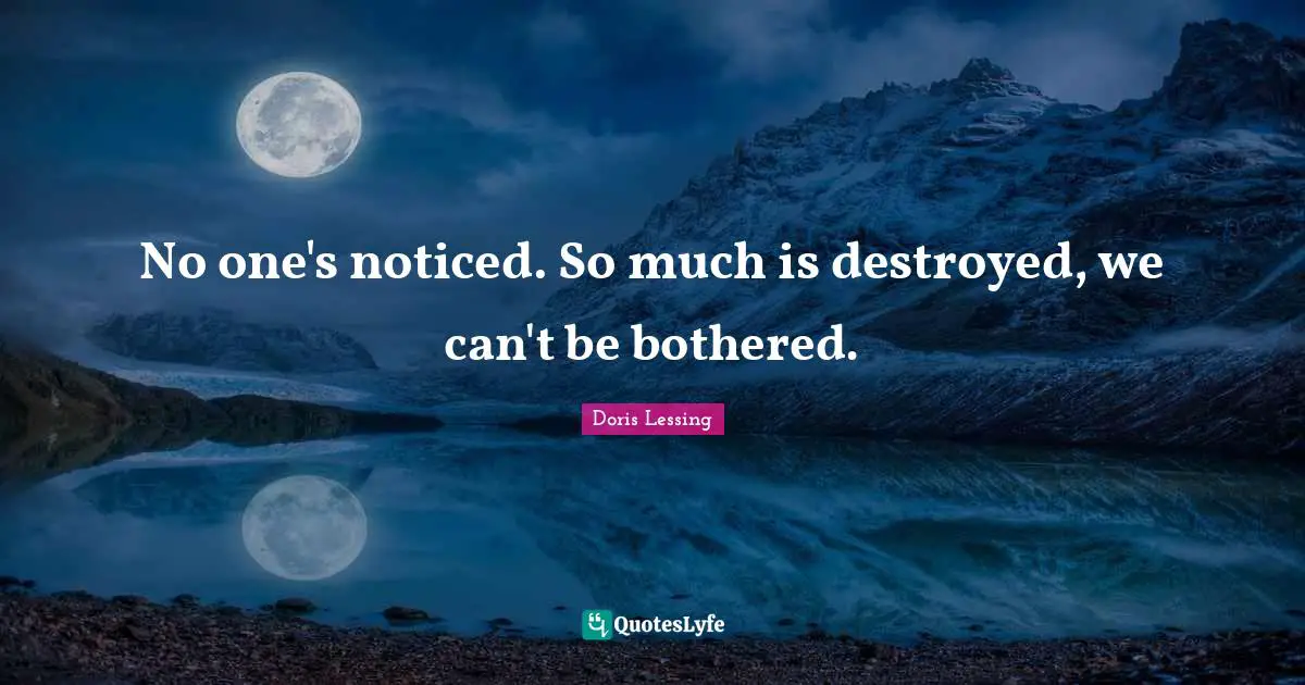 No one's noticed. So much is destroyed, we can't be bothered.