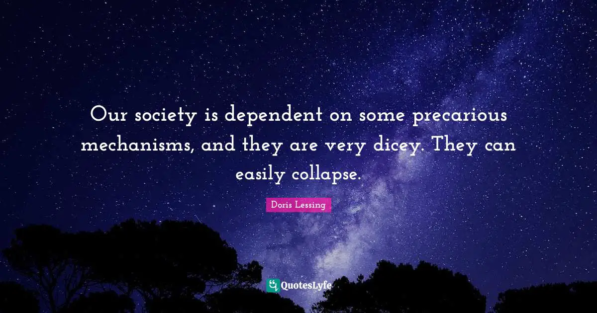 Our society is dependent on some precarious mechanisms, and they are very dicey. They can easily collapse.