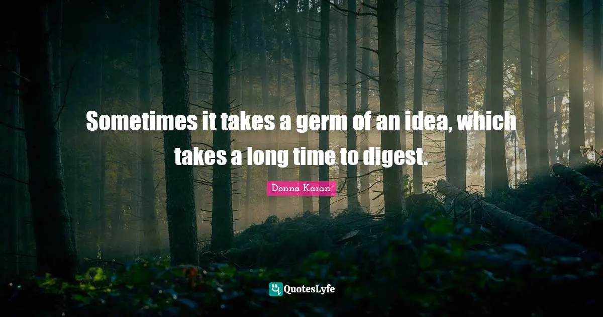 Sometimes it takes a germ of an idea, which takes a long time to digest.