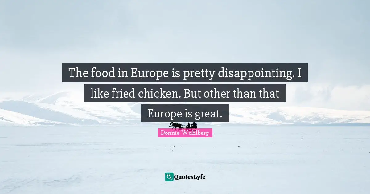 The food in Europe is pretty disappointing. I like fried chicken. But other than that Europe is great.