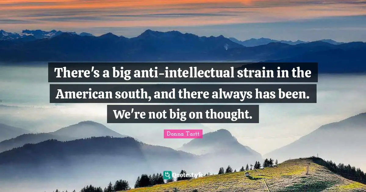 There's a big anti-intellectual strain in the American south, and there always has been. We're not big on thought.