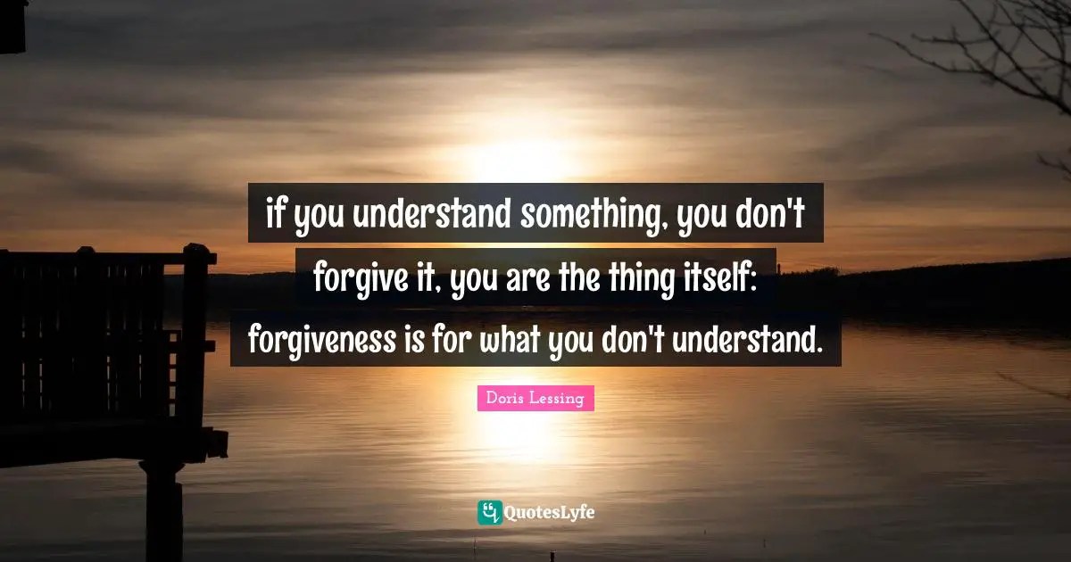 if you understand something, you don't forgive it, you are the thing itself: forgiveness is for what you don't understand.