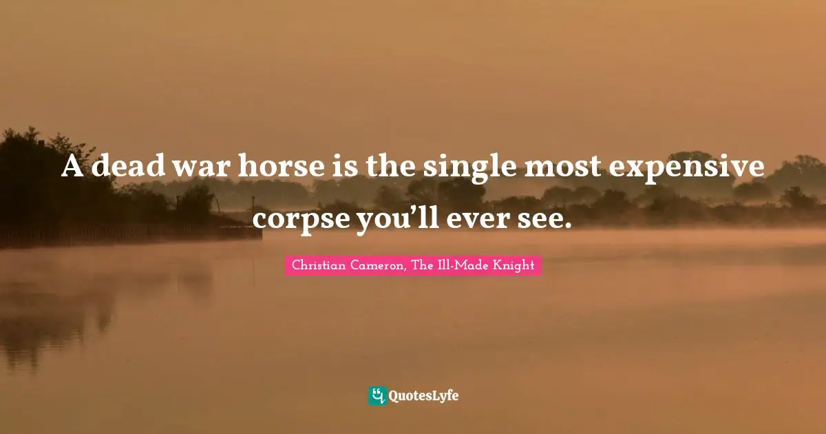 A dead war horse is the single most expensive corpse you’ll ever see.
