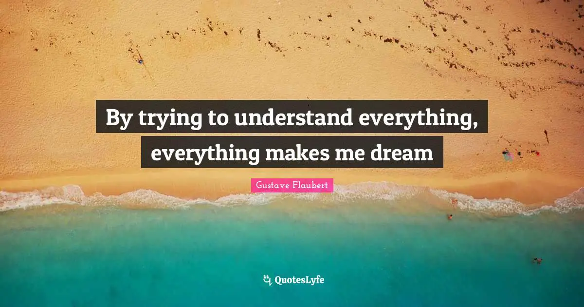 By trying to understand everything, everything makes me dream