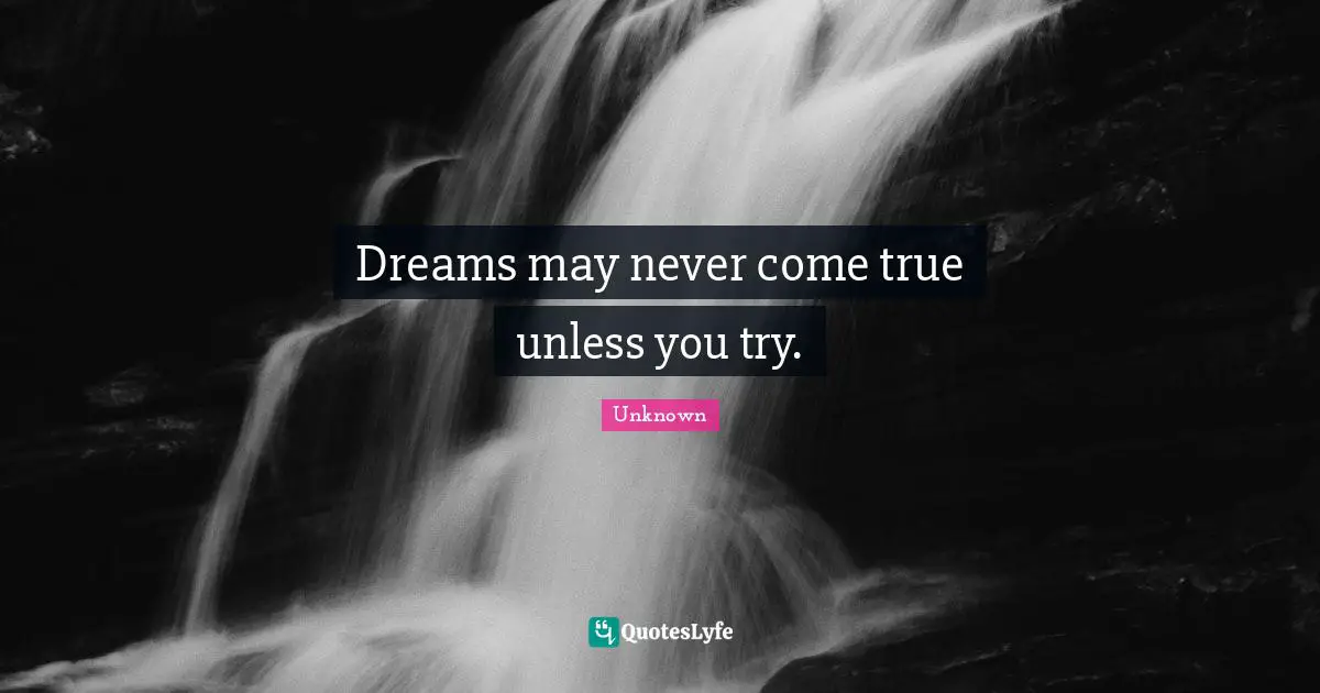 Dreams may never come true unless you try.