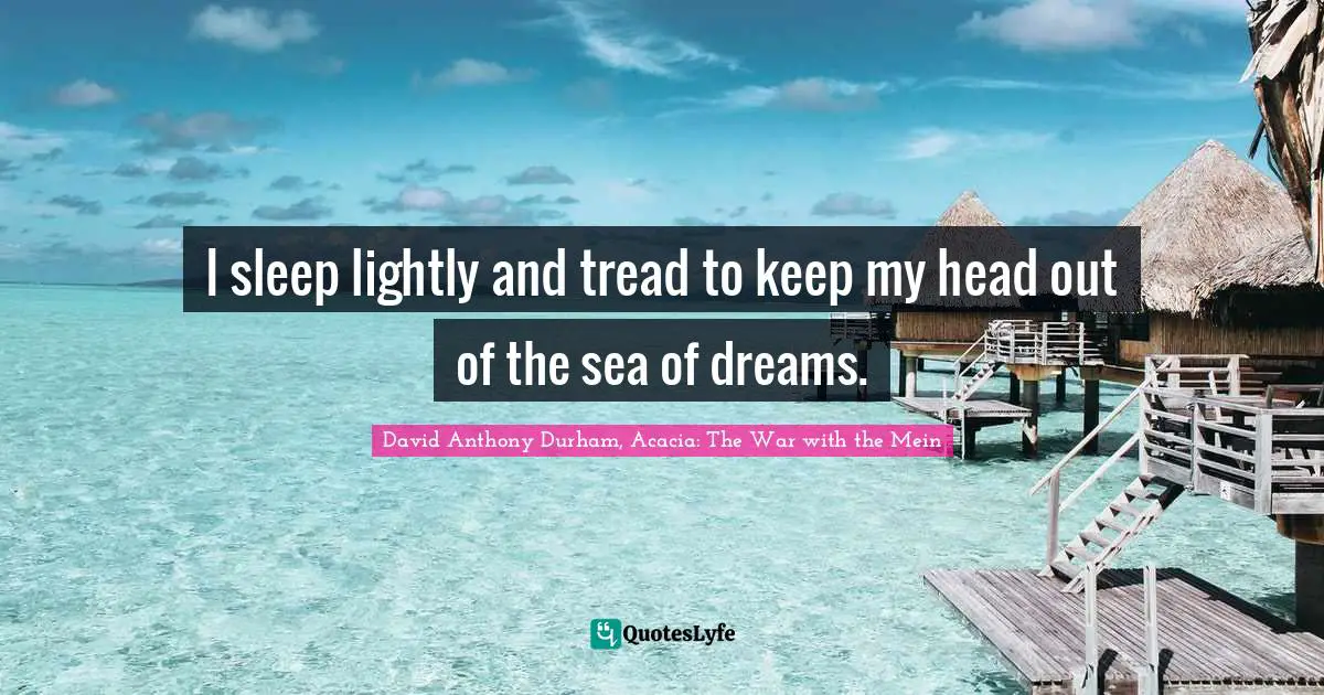 I sleep lightly and tread to keep my head out of the sea of dreams.